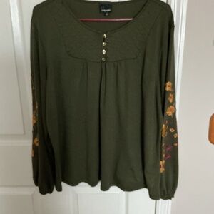 Wallpaper Olive Green Floral Blouse